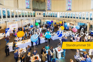 Beursvloer op het NVVB jaarcongres met diverse partners en exposanten