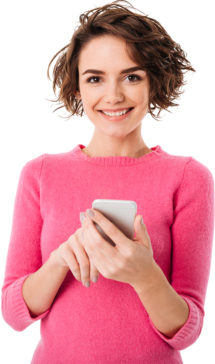 Afsprakensoftware-Product Vrouw met telefoon in haar handen
